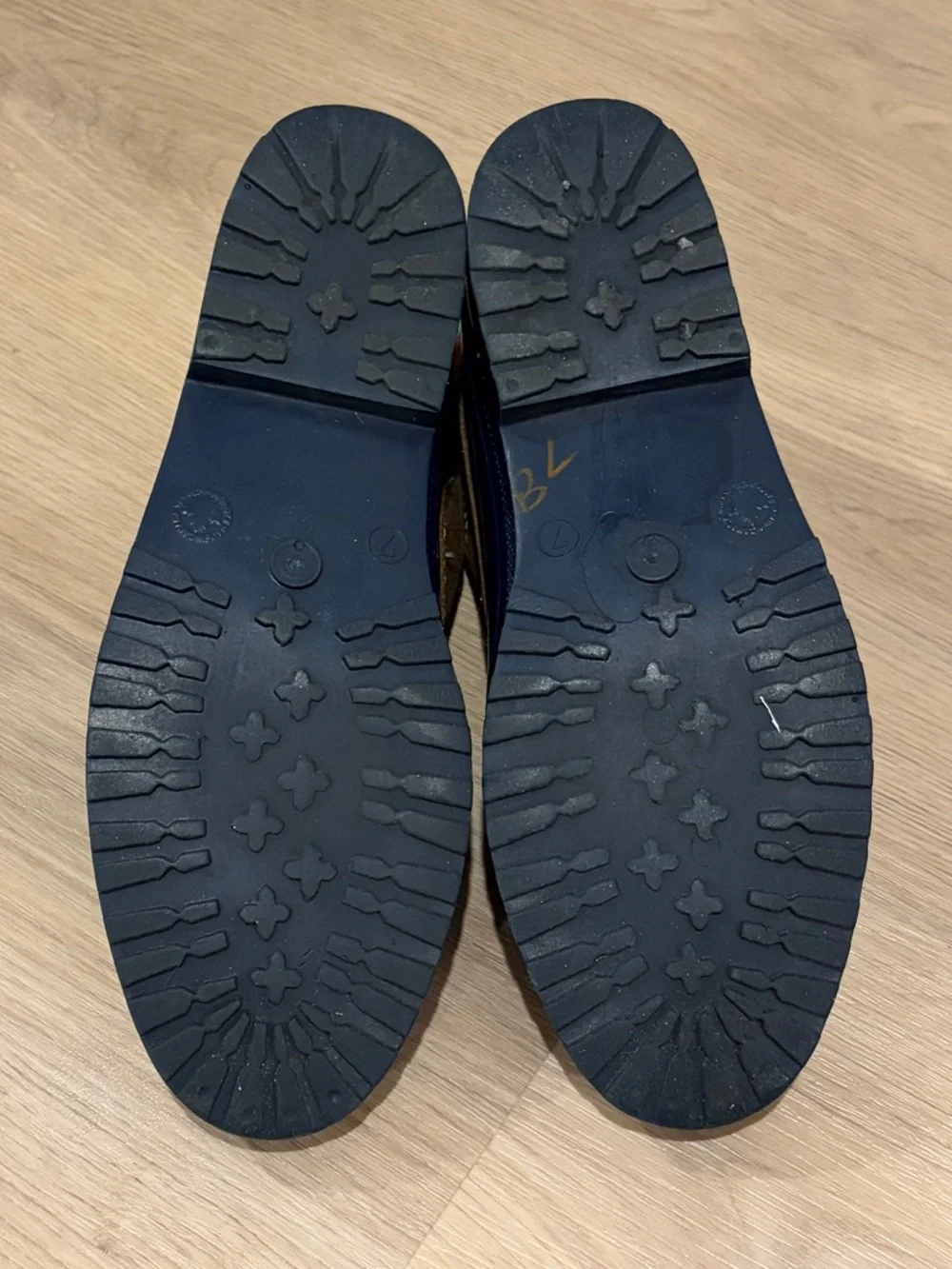 Vintage Baffin Navy and Brown Ankle Duck Boots with Patterned Knit Cuff Size 7 - Picture 4 of 6